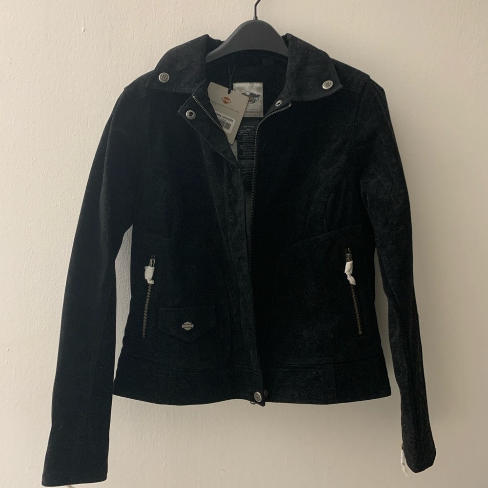 Black Harley Davidson Riding Jacket Suede